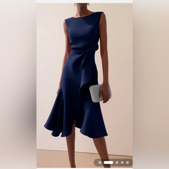 Fehaute Elegant Blue One Shoulder Asymmetrical Cocktail Dress - Picture 1 of 5